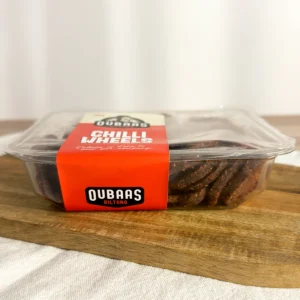Oubaas prepacked chilli wheels 200g side view of packet