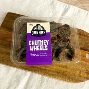 Oubaas prepacked chutney wheels 200g top view